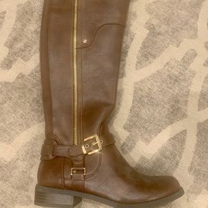 Guess Brown Leather Knee High Boots